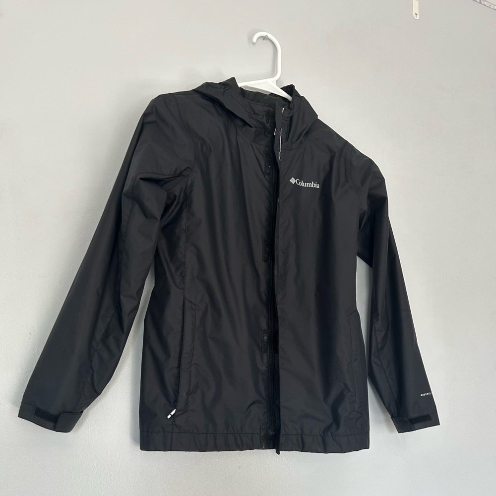 Columbia omni-tech rain coat black size 10-12